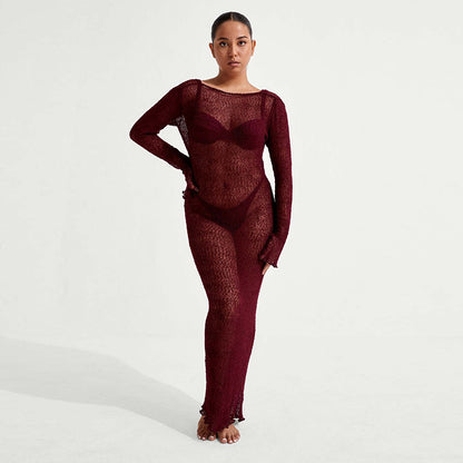 Knitted See-through Maxi Dress - Sugar & Eddie