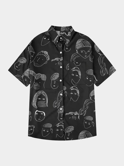 Abstract Faces Button Up Shirt - Sugar & Eddie