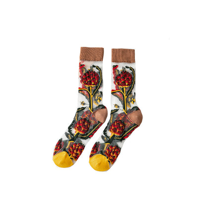 Sheer Floral Socks - Sugar & Eddie