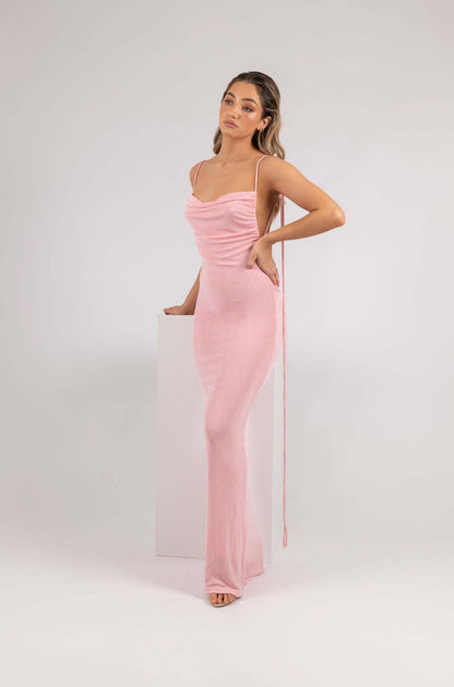 Maxi Backless Cowl Neck Dress - Sugar & Eddie