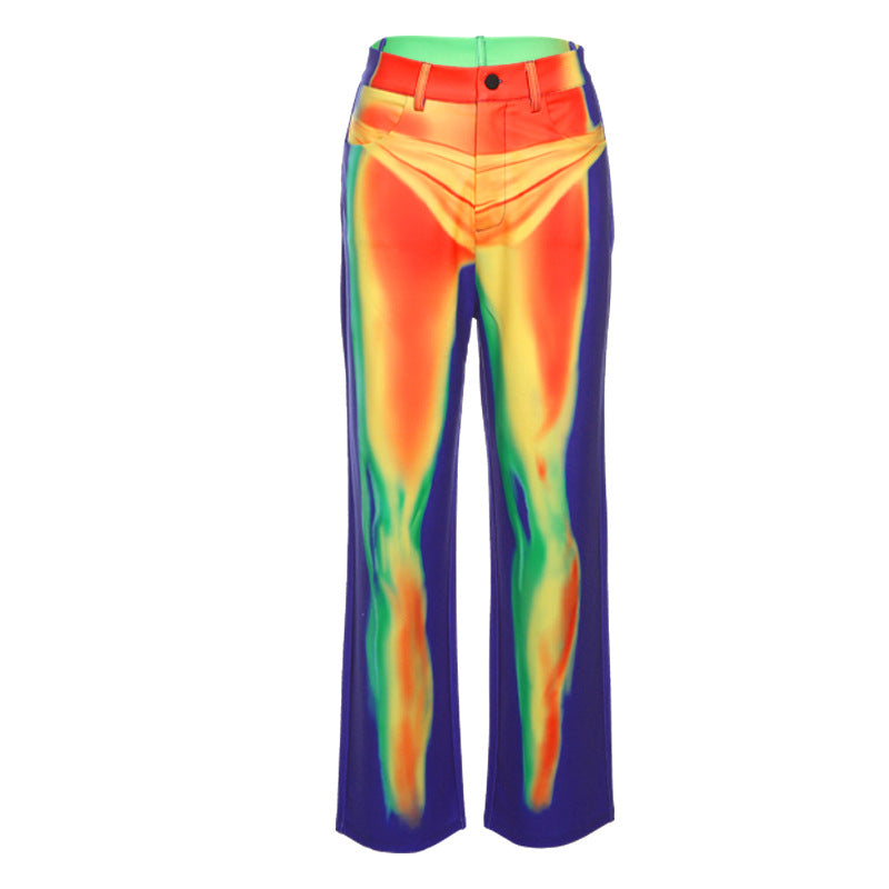 Thermal Print High Waist Pants - Sugar & Eddie