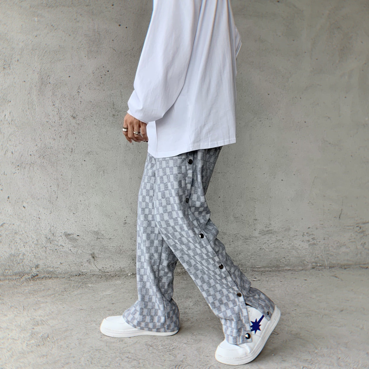 Embroidered Plaid Sweatpants - Sugar & Eddie